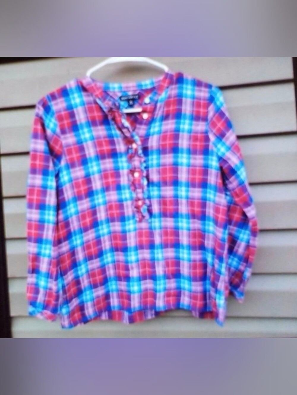 J. Crew Ruffle Flannel Top. - Picture 2 of 5